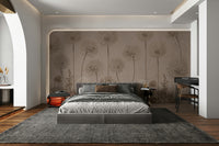 The design features delicate blooming flowers and slender leaves.

