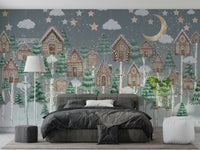 The trees and foliage have a fantasy-like appearance.

