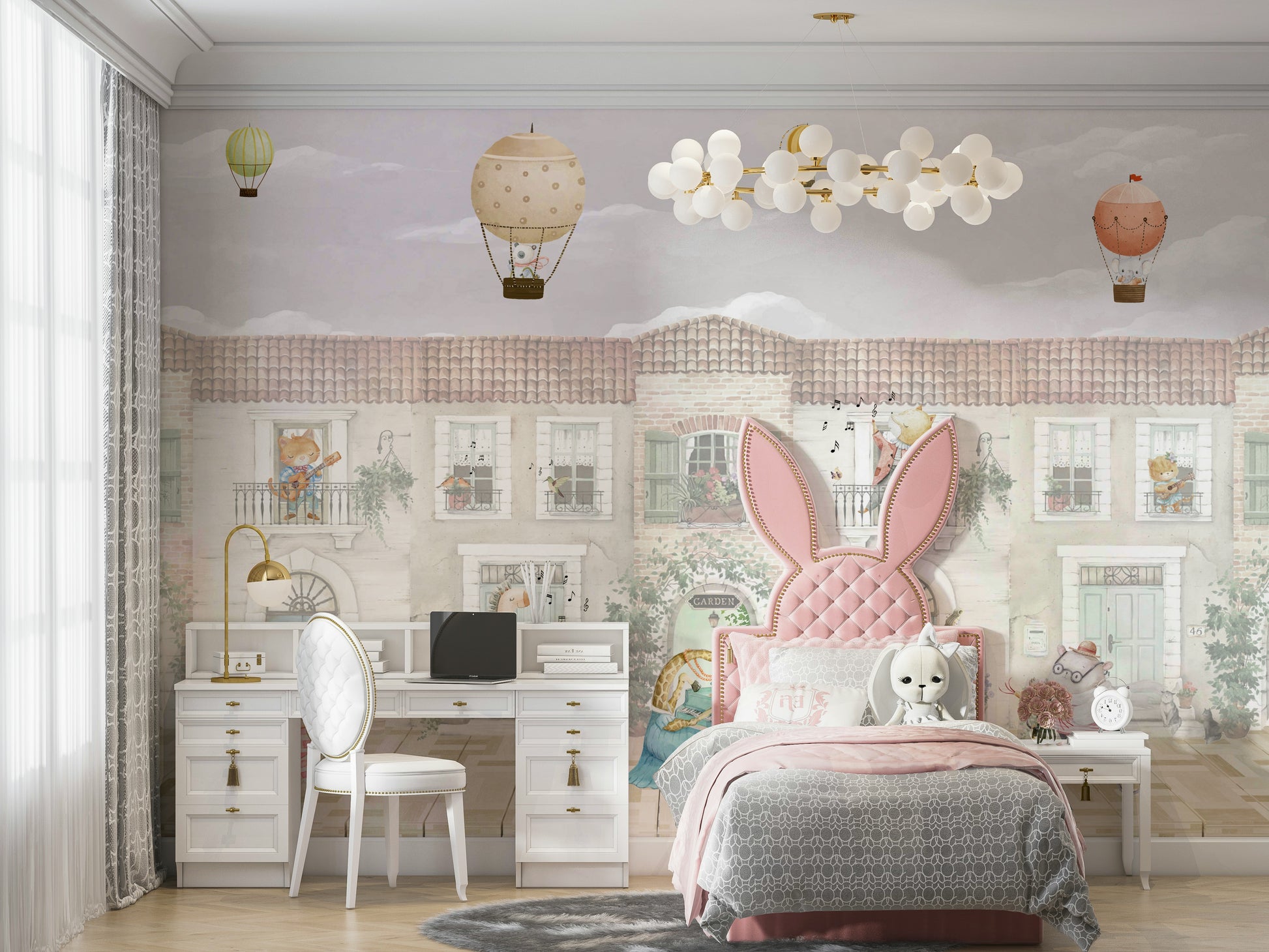 The colors are soft and gentle, with pale blues, pinks, and greens.

