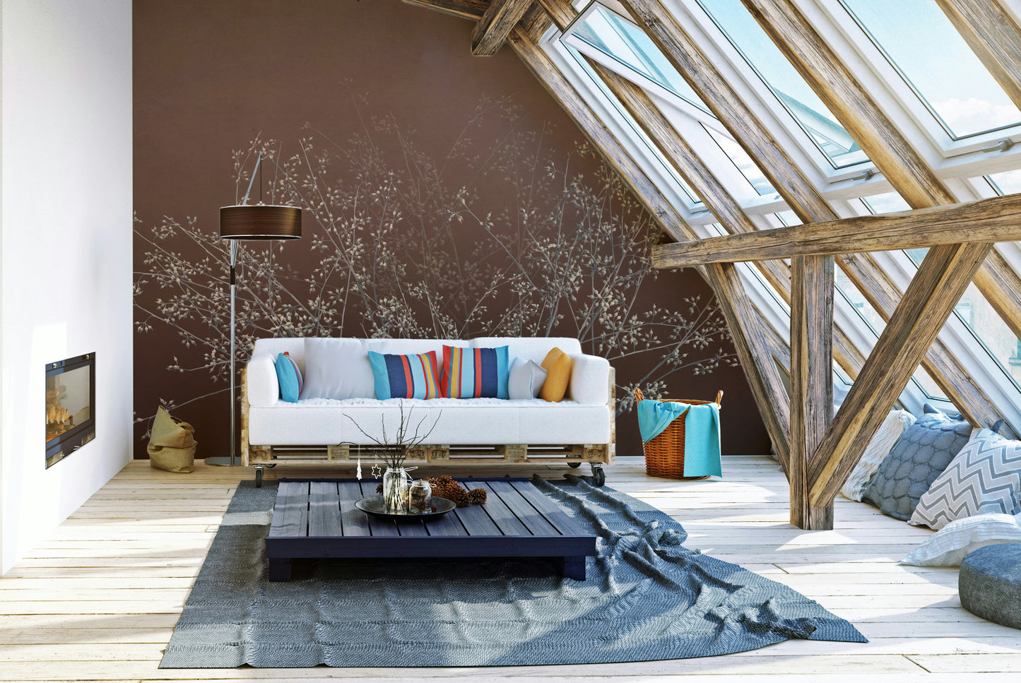 The composition is a repeating, subtle botanical pattern.

