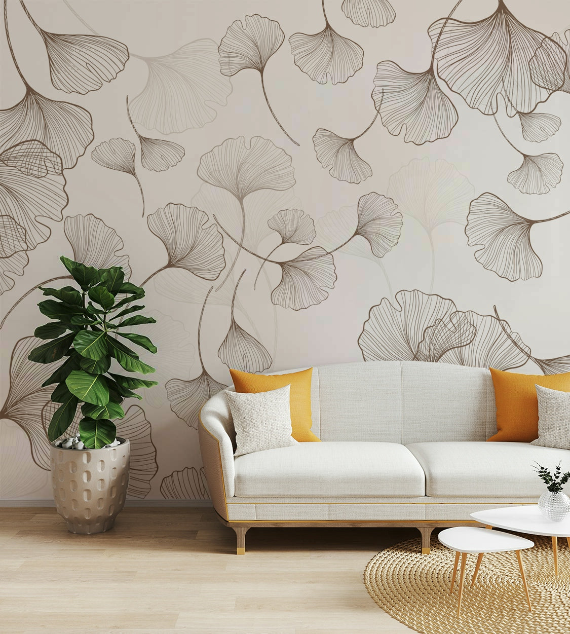 The composition is a repeating, soft botanical pattern.

