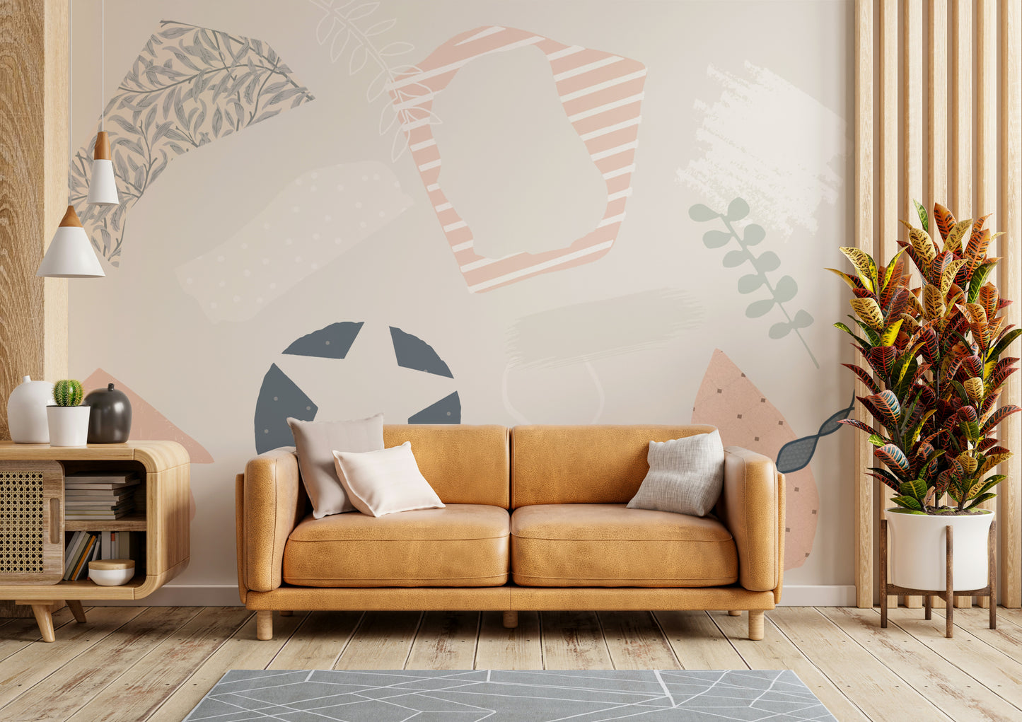 The composition is a layered, artistic arrangement.

