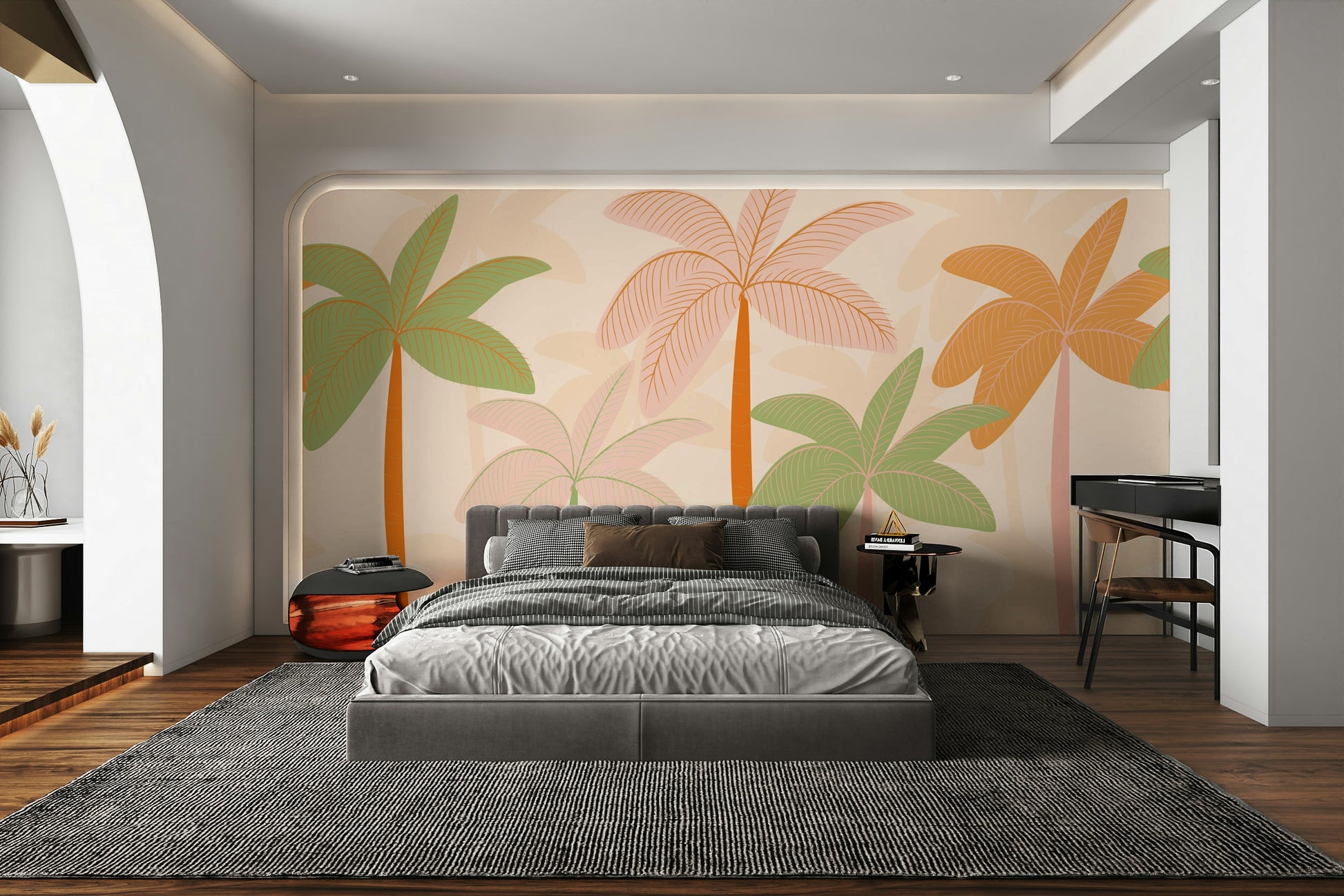 The composition is a wide, landscape view of a tropical scene.

