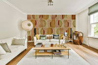 A peaceful wall mural with an abstract geometric pattern.

