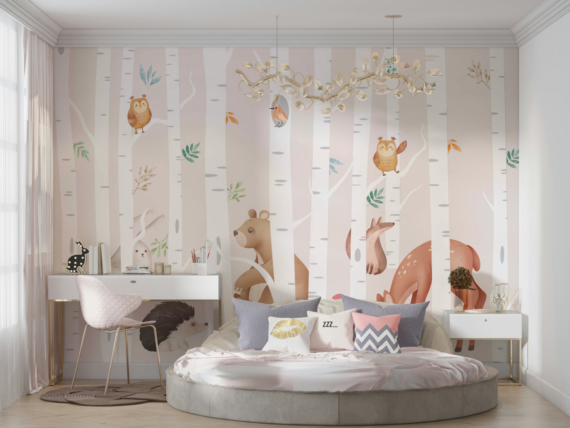 The colors are soft and gentle, with pale grays, whites, and muted tones.

