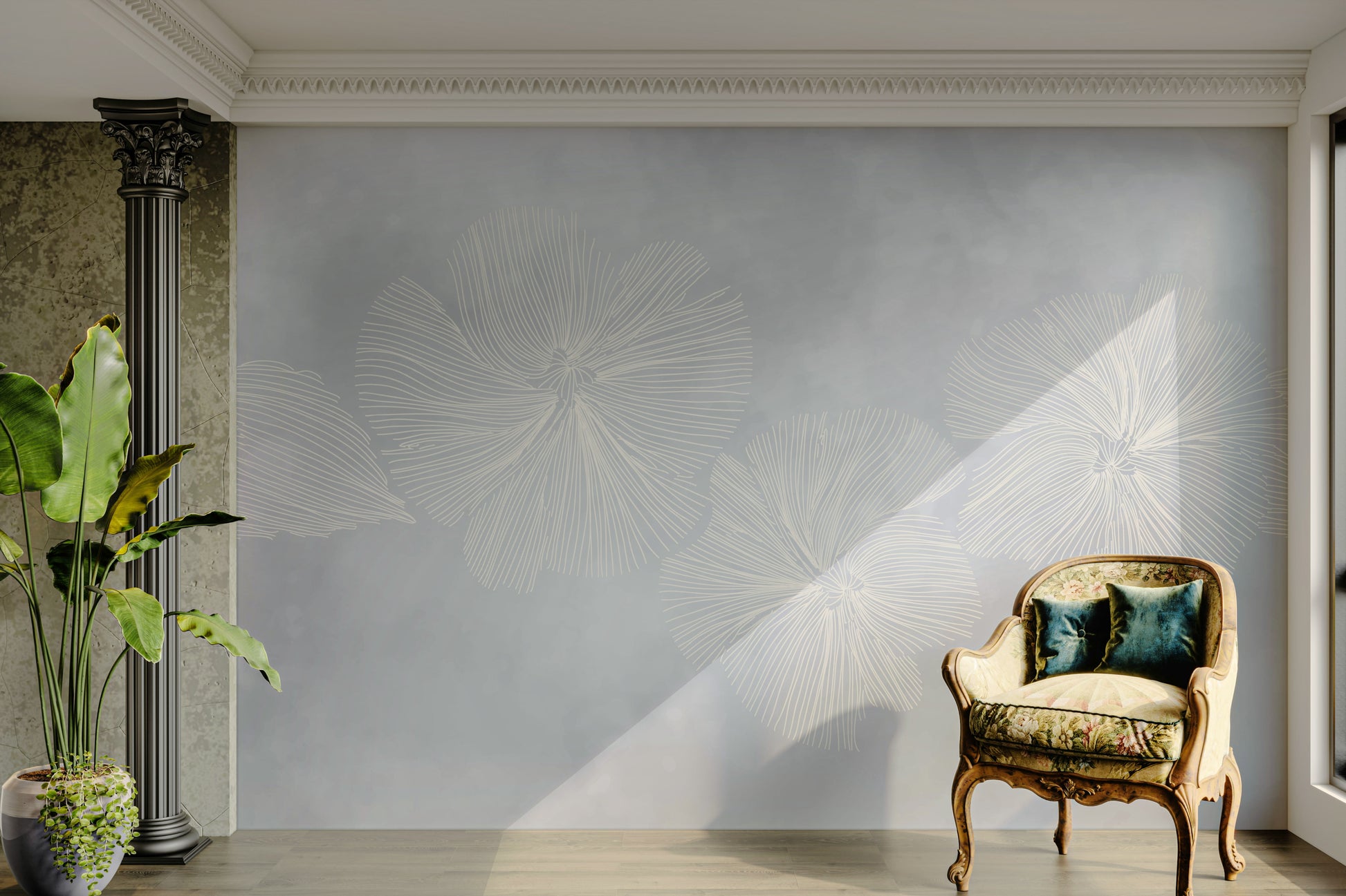 The colors are soft and gentle, with pale hues.

