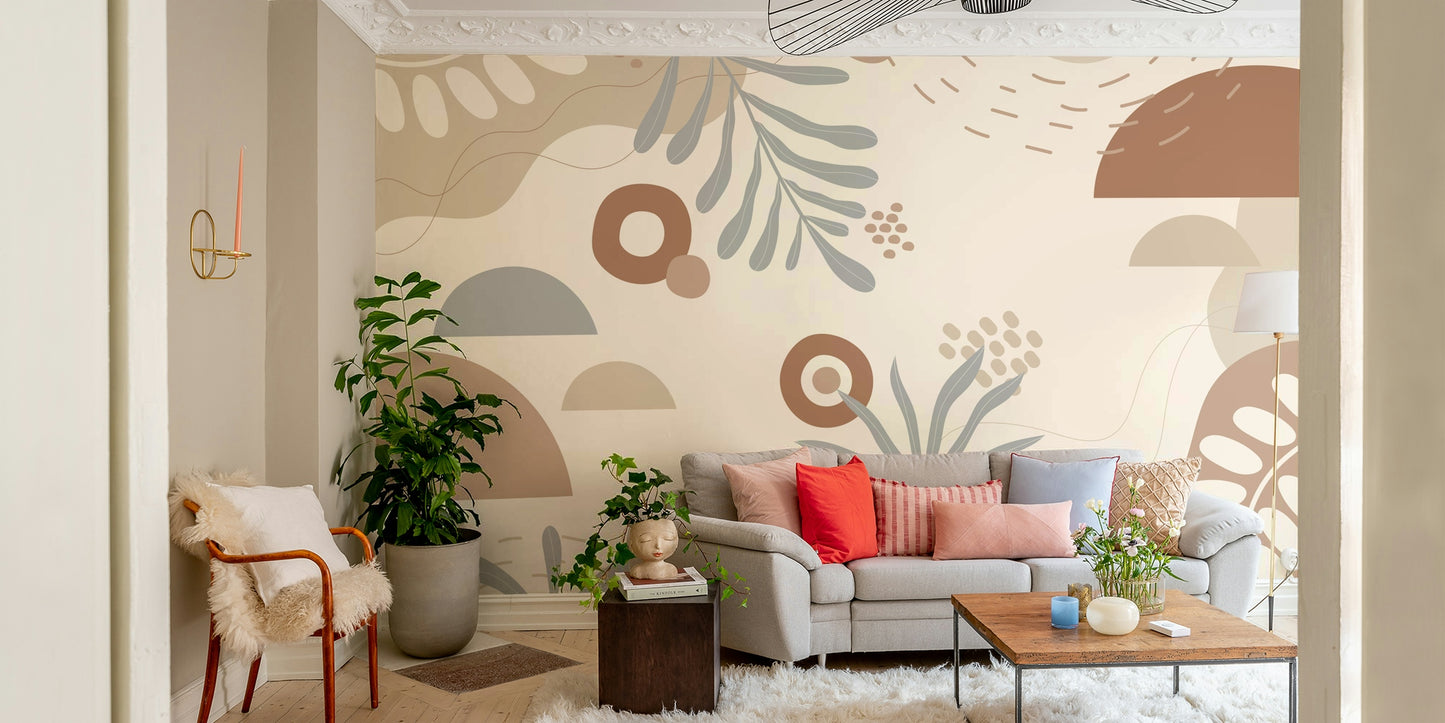 The composition is a repeating, abstract botanical pattern.

