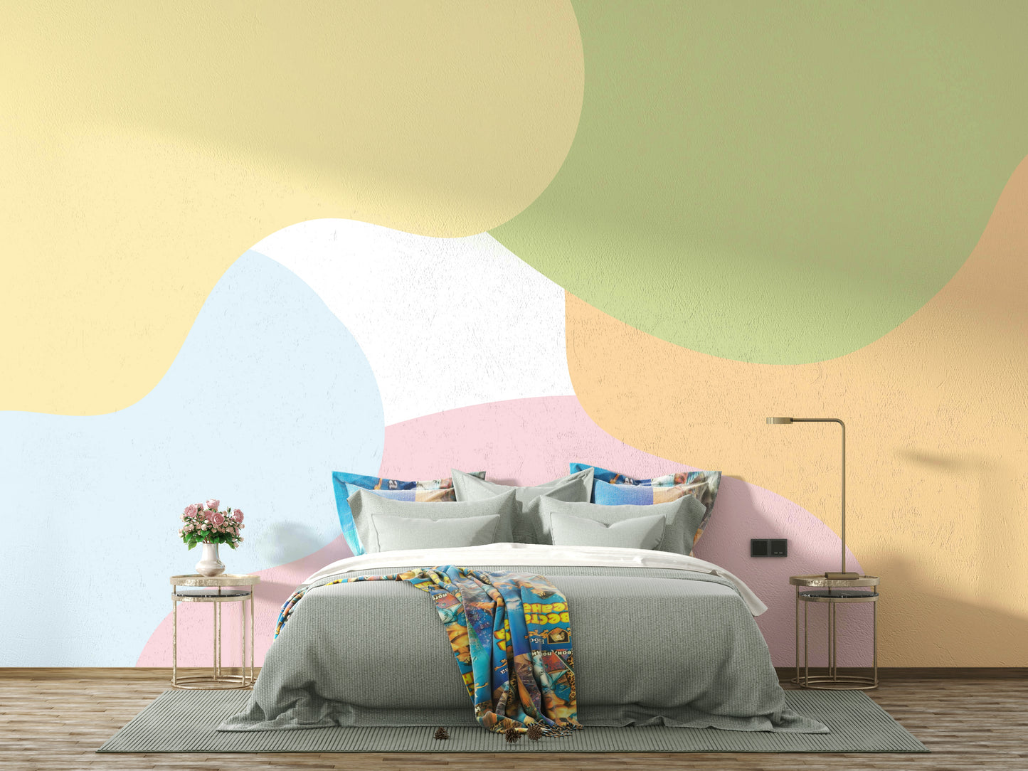 The colors are soft and gentle, with pale hues.

