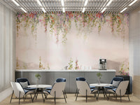 The composition is a repeating, soft botanical pattern.

