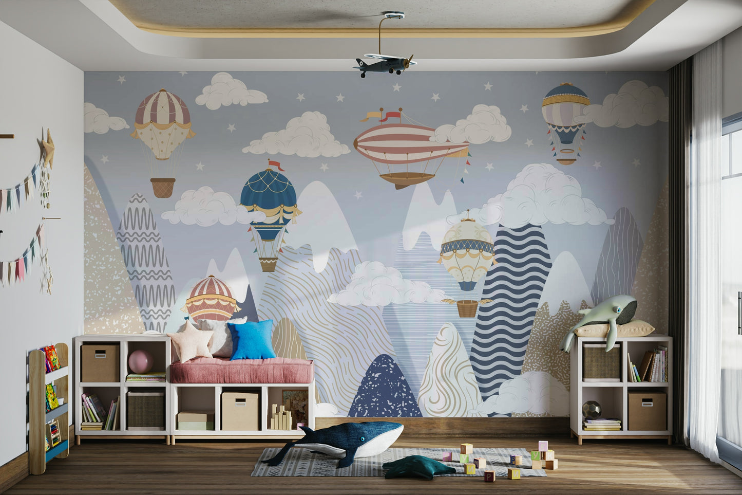 The colors are soft and gentle, with pale blues, pinks, and whites.

