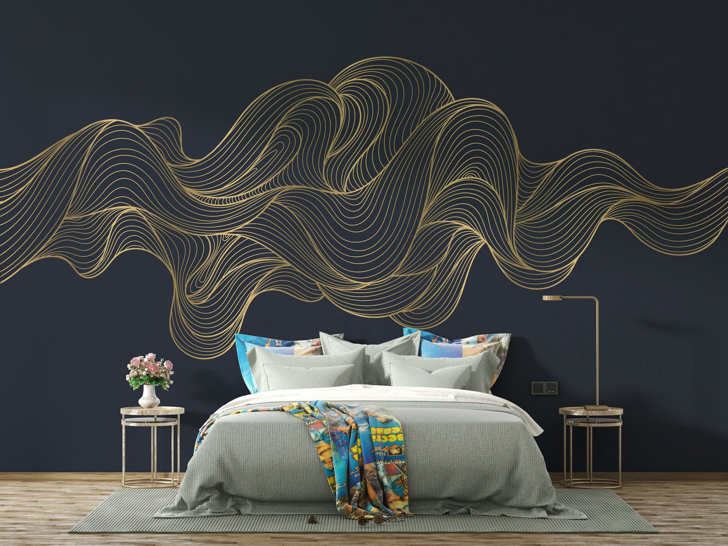 The composition is a harmonious, repeating pattern.

