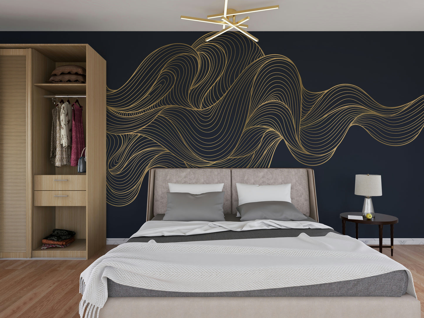 The design features a repeating pattern of soft, undulating waves.

