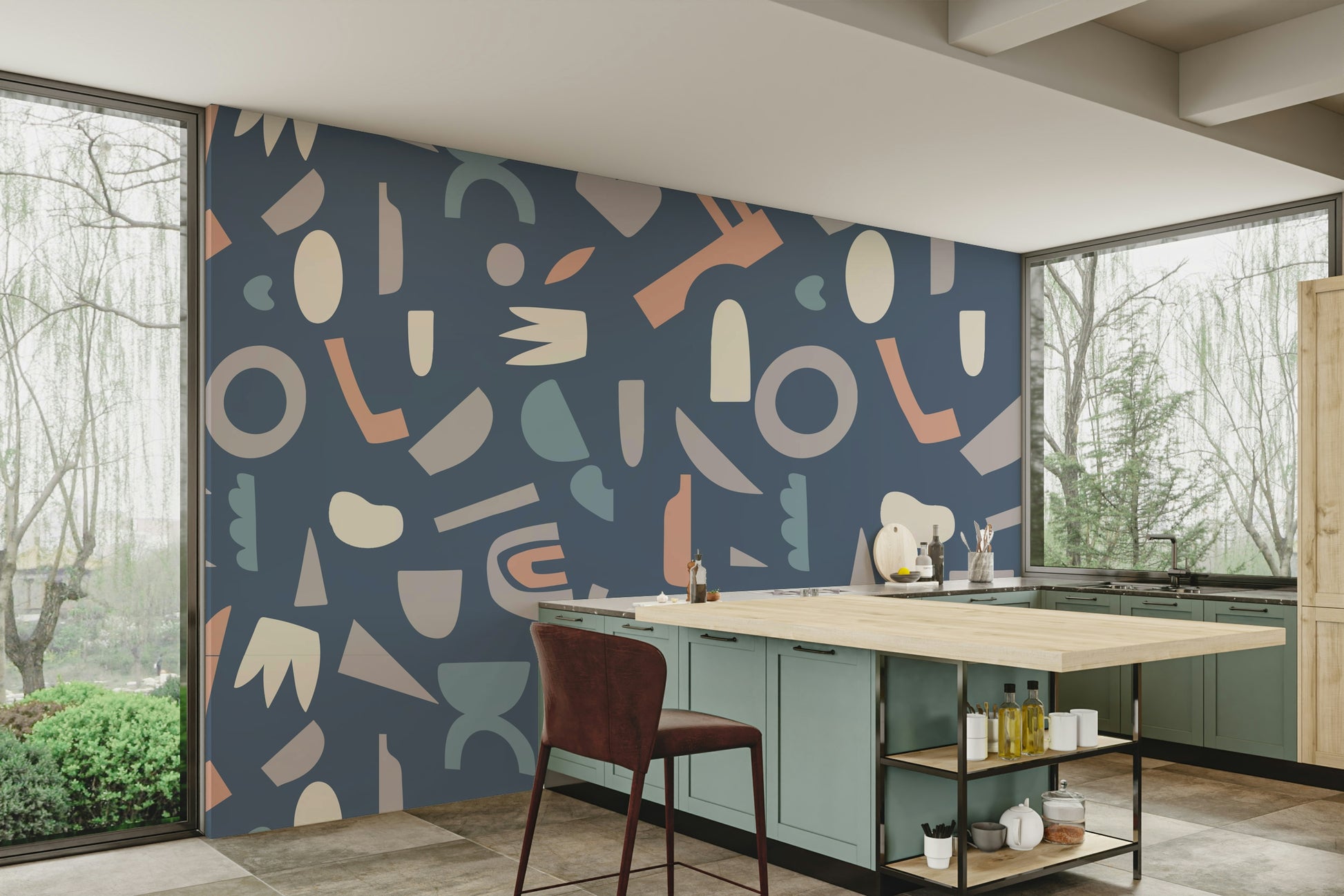 The composition is a structured, balanced pattern.

