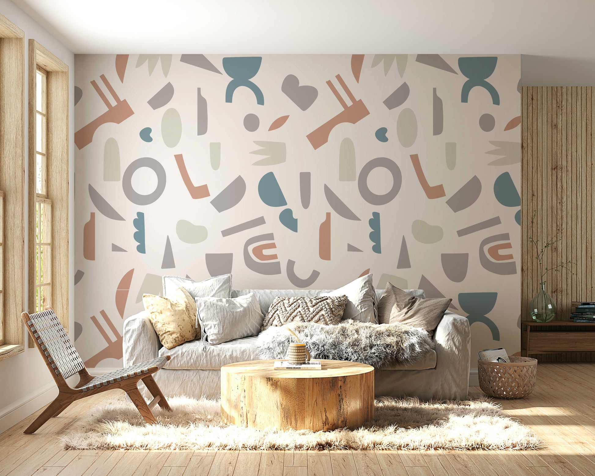 The colors are gentle, with a muted, neutral palette.

