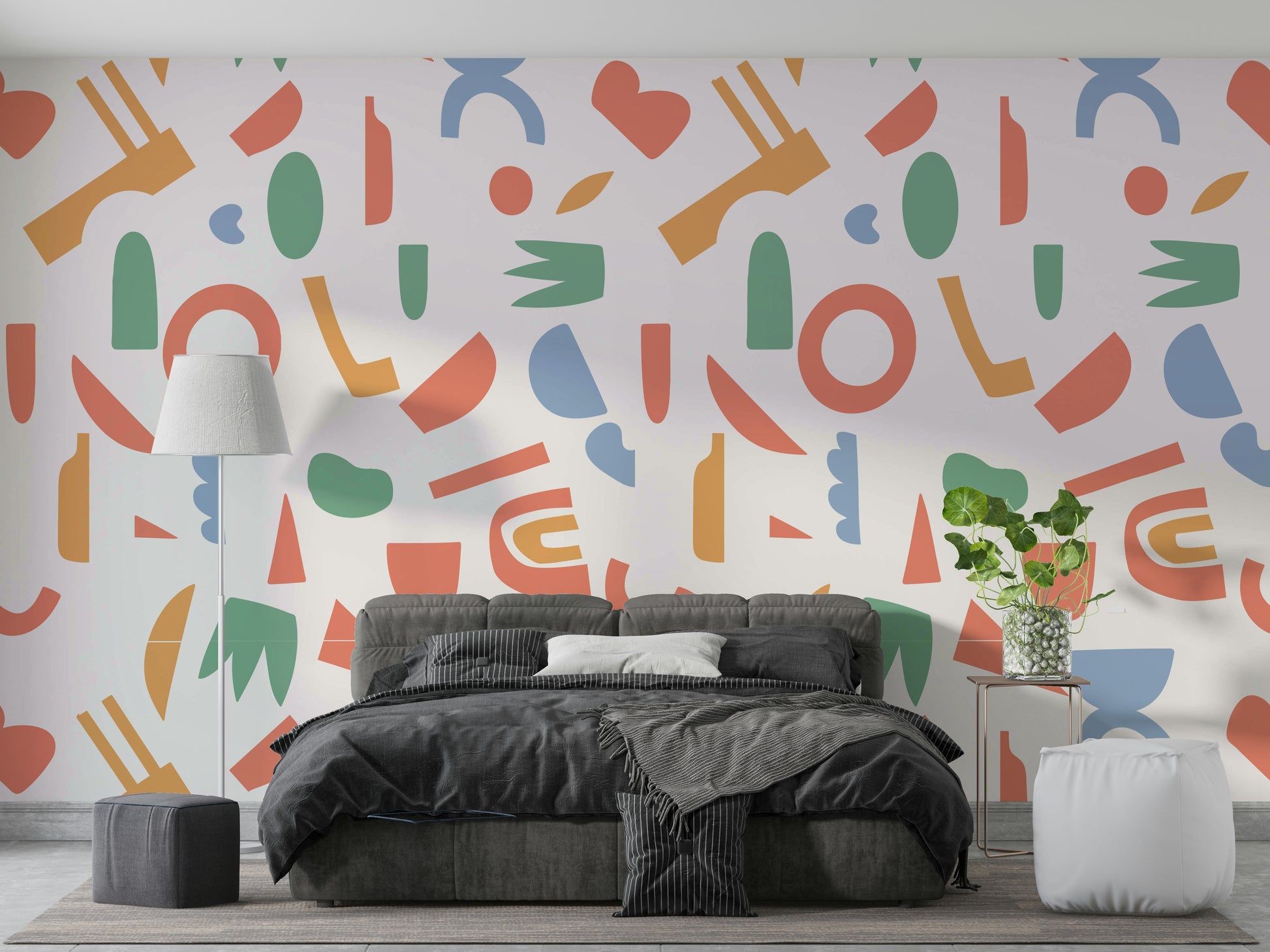 The design features a graceful pattern of soft, organic shapes.

