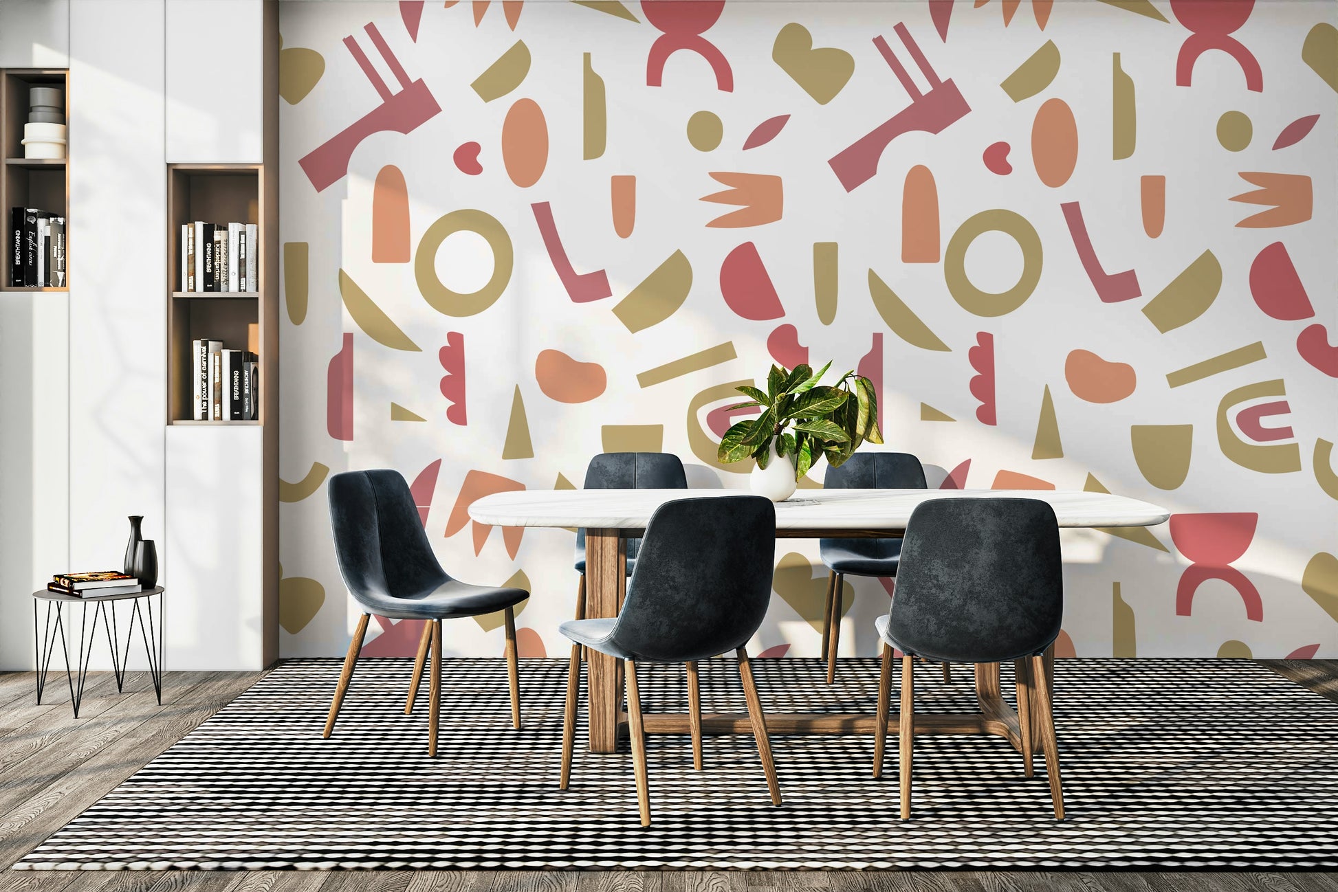 The composition is a structured, repeating pattern.

