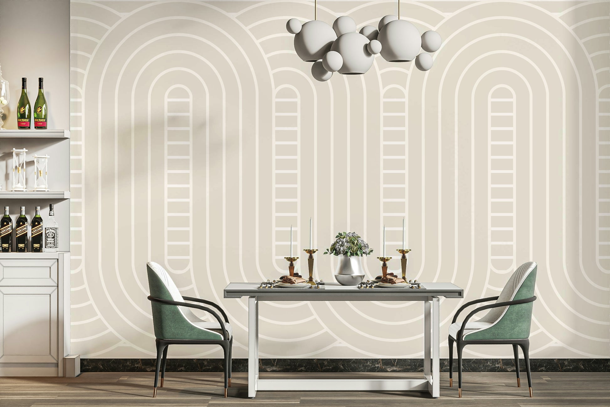 The design features a repeating pattern of soft, curved lines.

