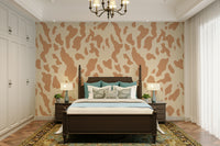 A peaceful wall mural with a modern spotted pattern.

