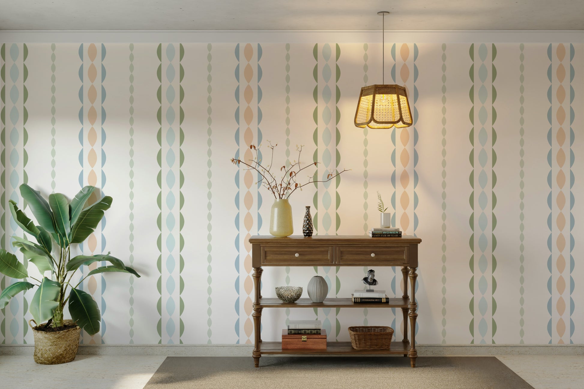 The composition is a harmonious, repeating pattern.

