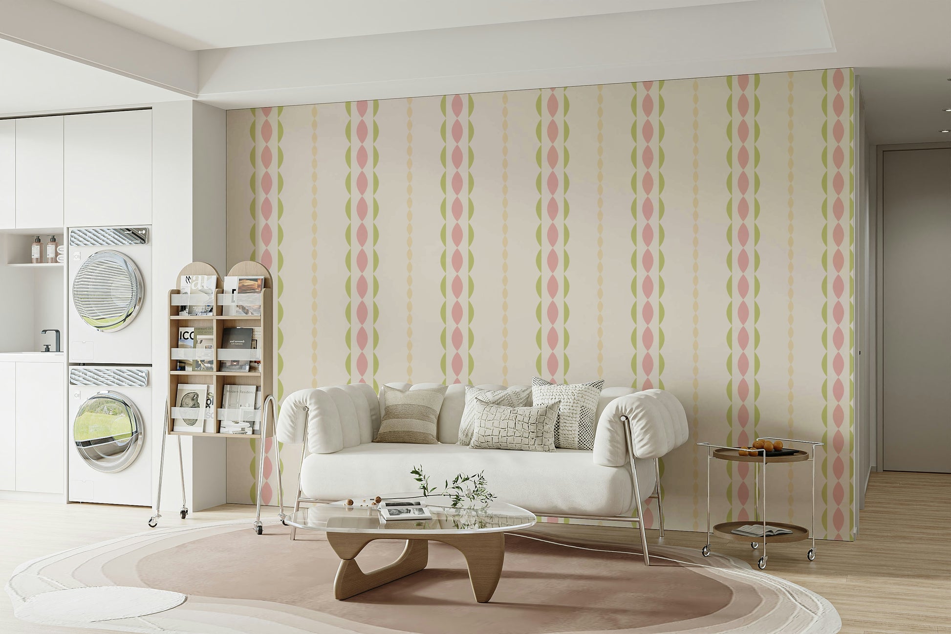 The design features a pattern of soft, gentle flower petals.

