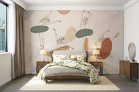 A peaceful wall mural with a whimsical, ballet-themed design.

