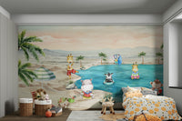 The colors are gentle and soft, with a pastel, blue and gray palette.

