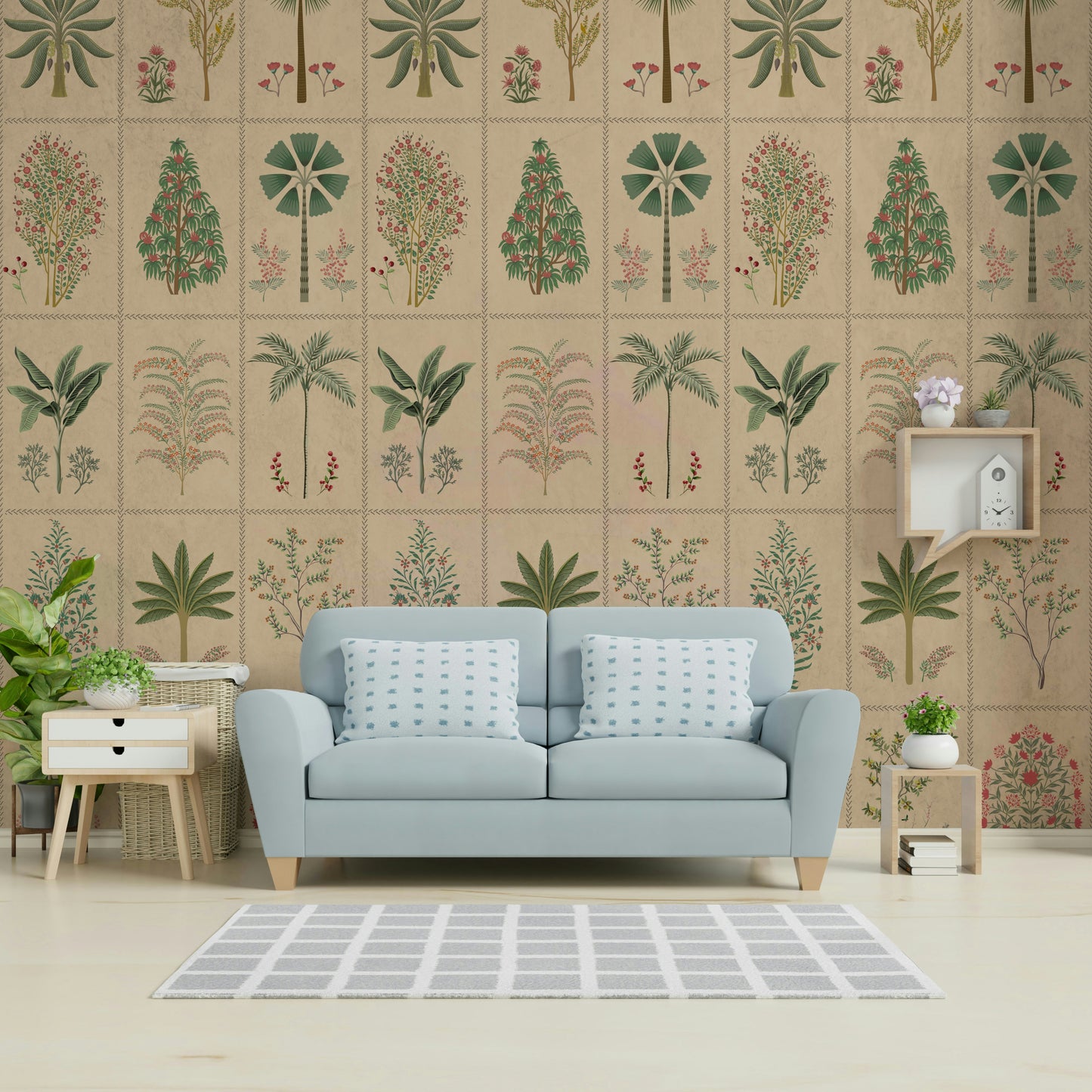 The composition is a harmonious, repeating pattern.

