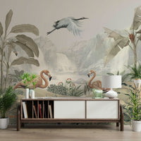 The colors are gentle and lush, with a natural, pink and green palette.

