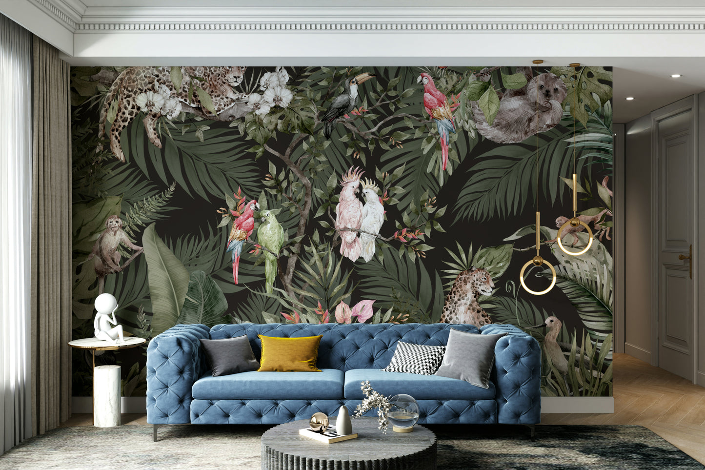 The colors are gentle and lush, with a natural, green and gray palette.

