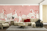 Scenic wallpaper with cartoon shapes and colors

