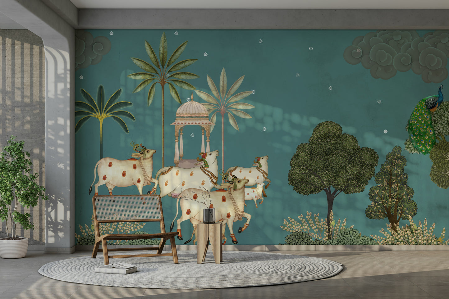 Neel Pichwai Wall Mural design




