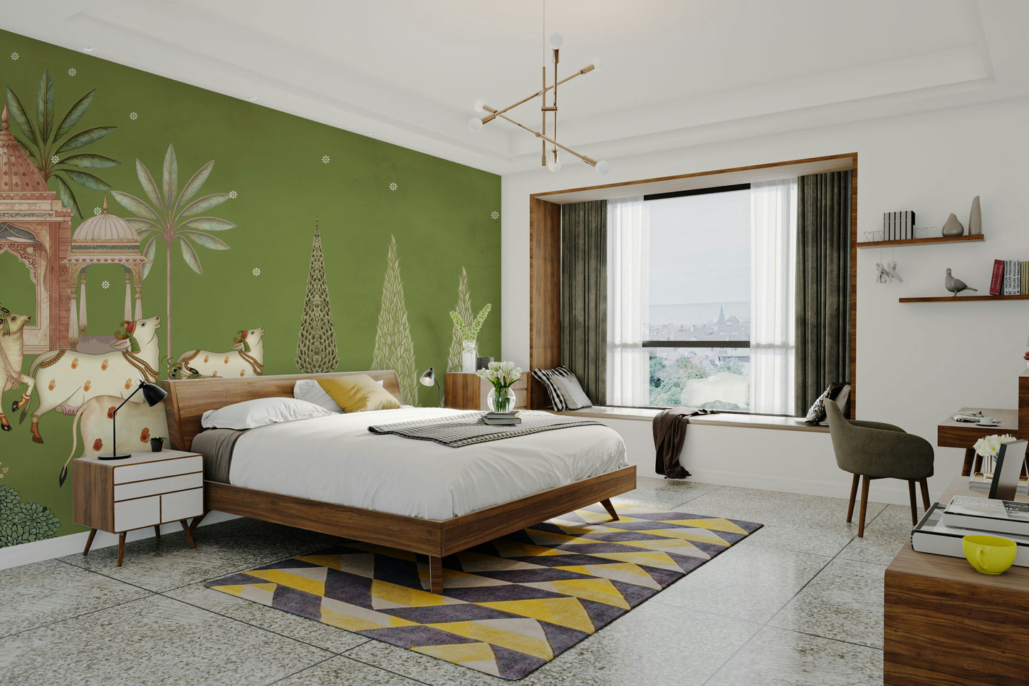 Pichwai Darshan Wall Mural home decor


