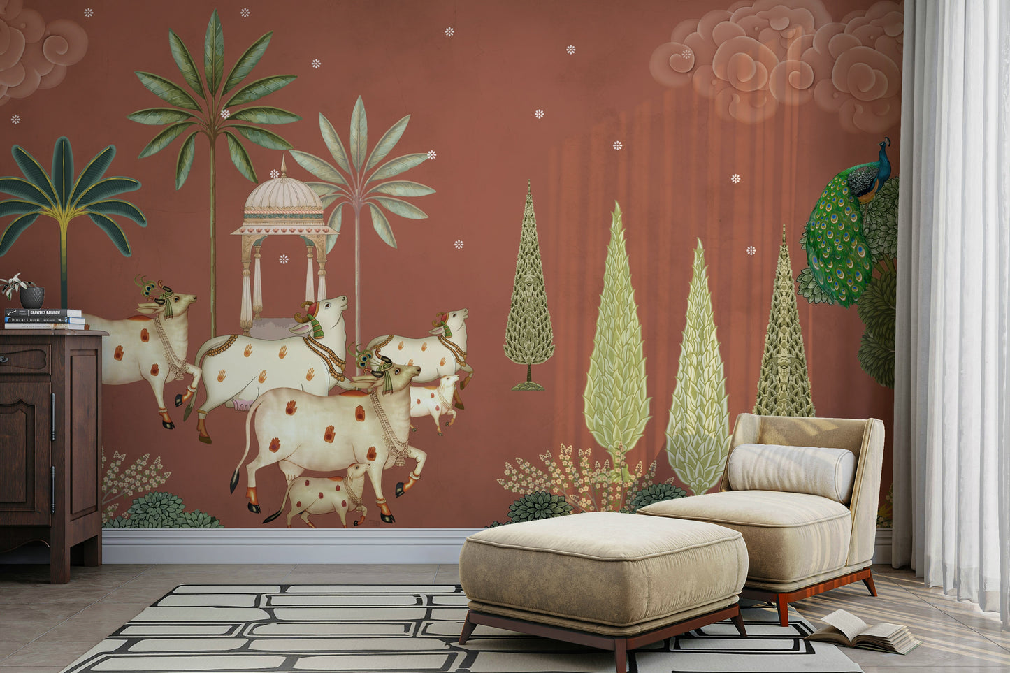 Pichwai Vanam Wall Mural for office