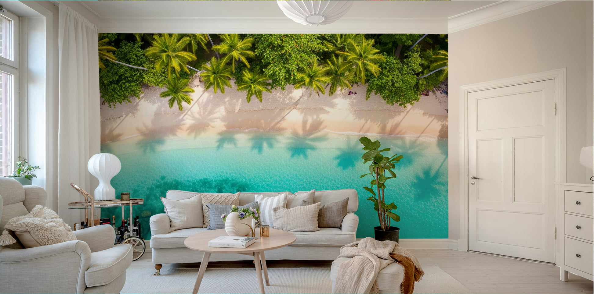 Wall decor showing a tranquil tropical view

