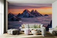 Wall mural showing a quiet mountain scene

