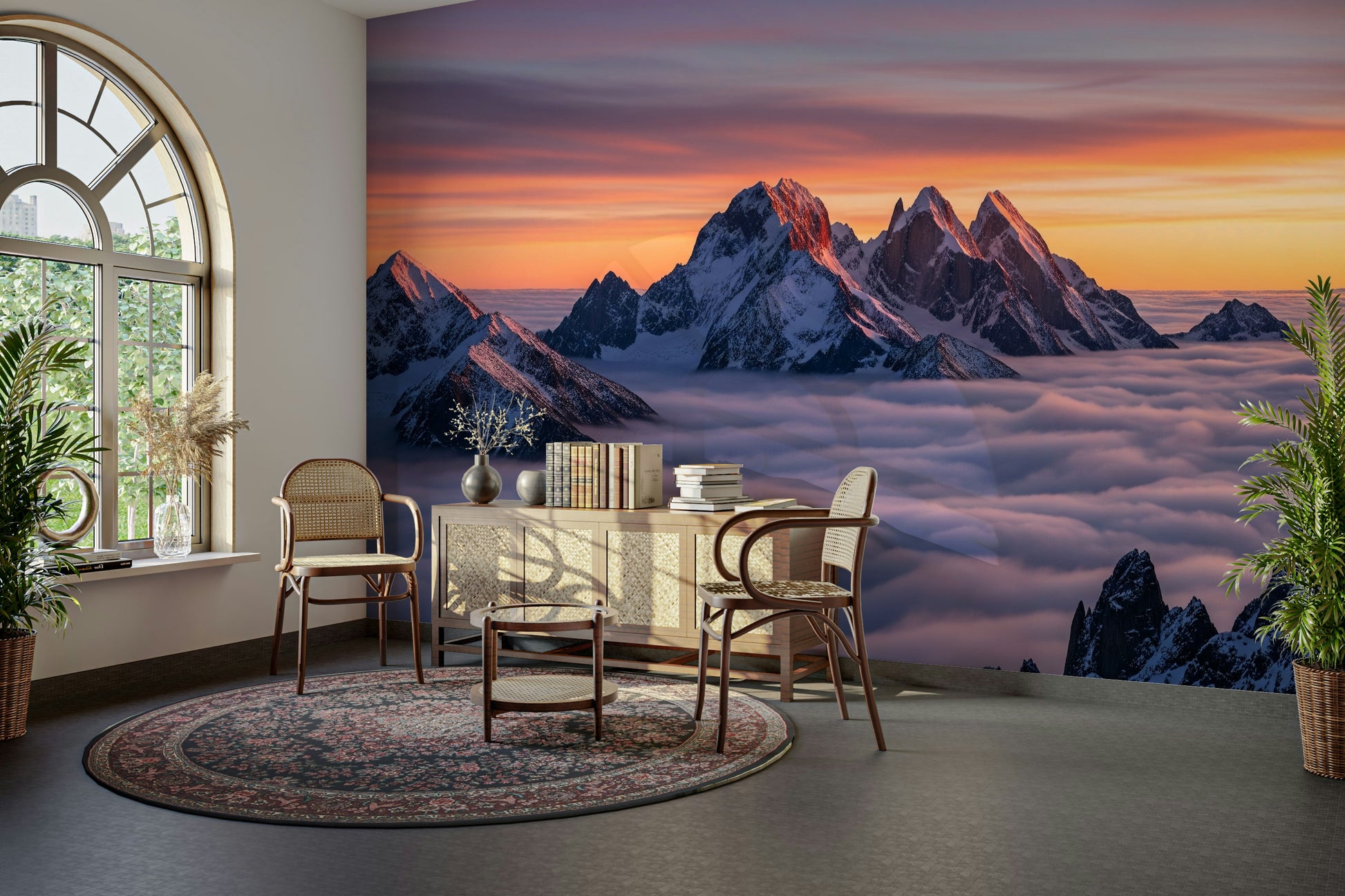 Serene mountain scene with friendly clouds

