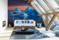 Mural wallpaper of an arctic twilight design


