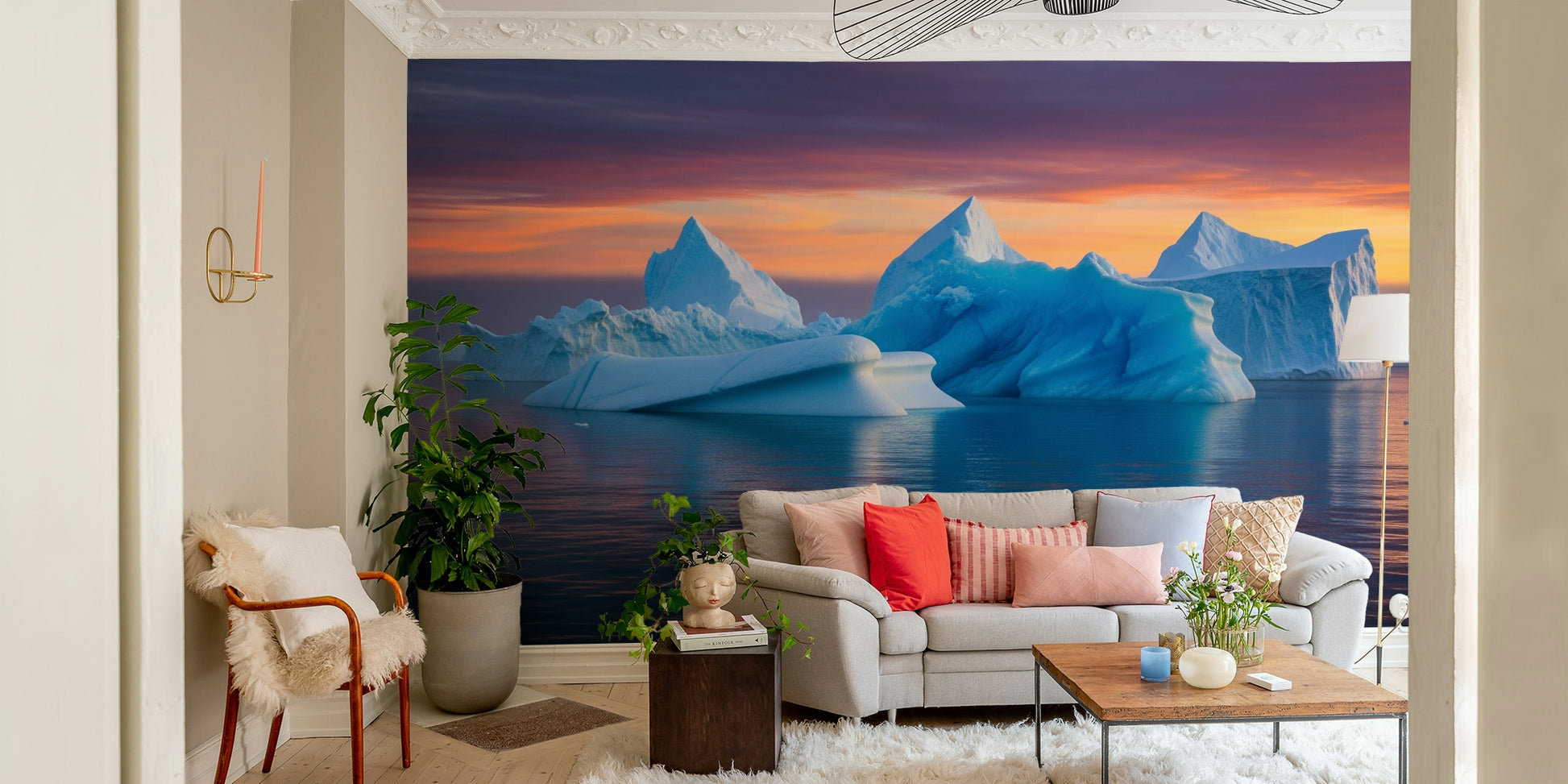 Serene arctic scene with friendly animals

