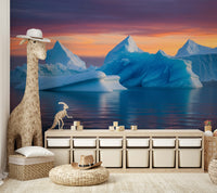 Wall mural with whimsical shapes and colors

