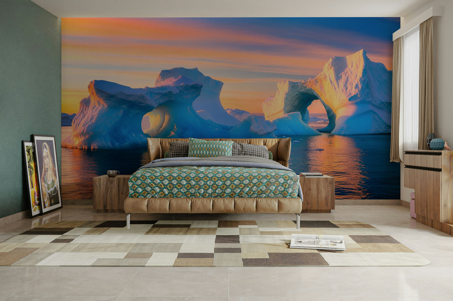 Serene arctic scene with friendly animals

