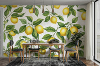 Wallpaper with a vibrant yellow citrus design

