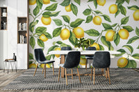 An interior with a sunny and inviting accent wall

