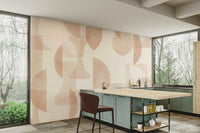Wall mural with whimsical shapes and colors

