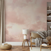 Scenic wallpaper with cartoon shapes and colors

