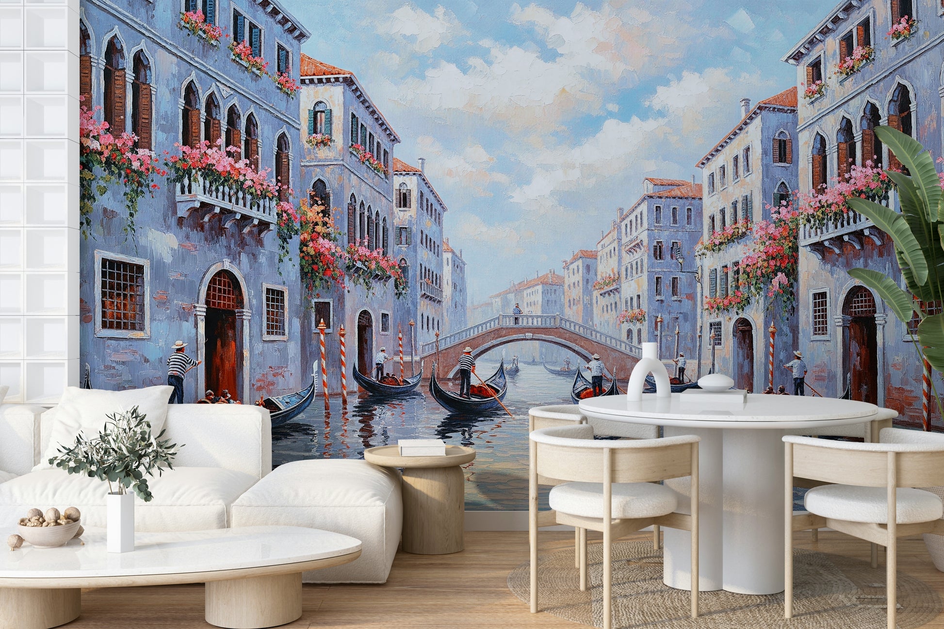 Mural wallpaper of a Venetian romance

