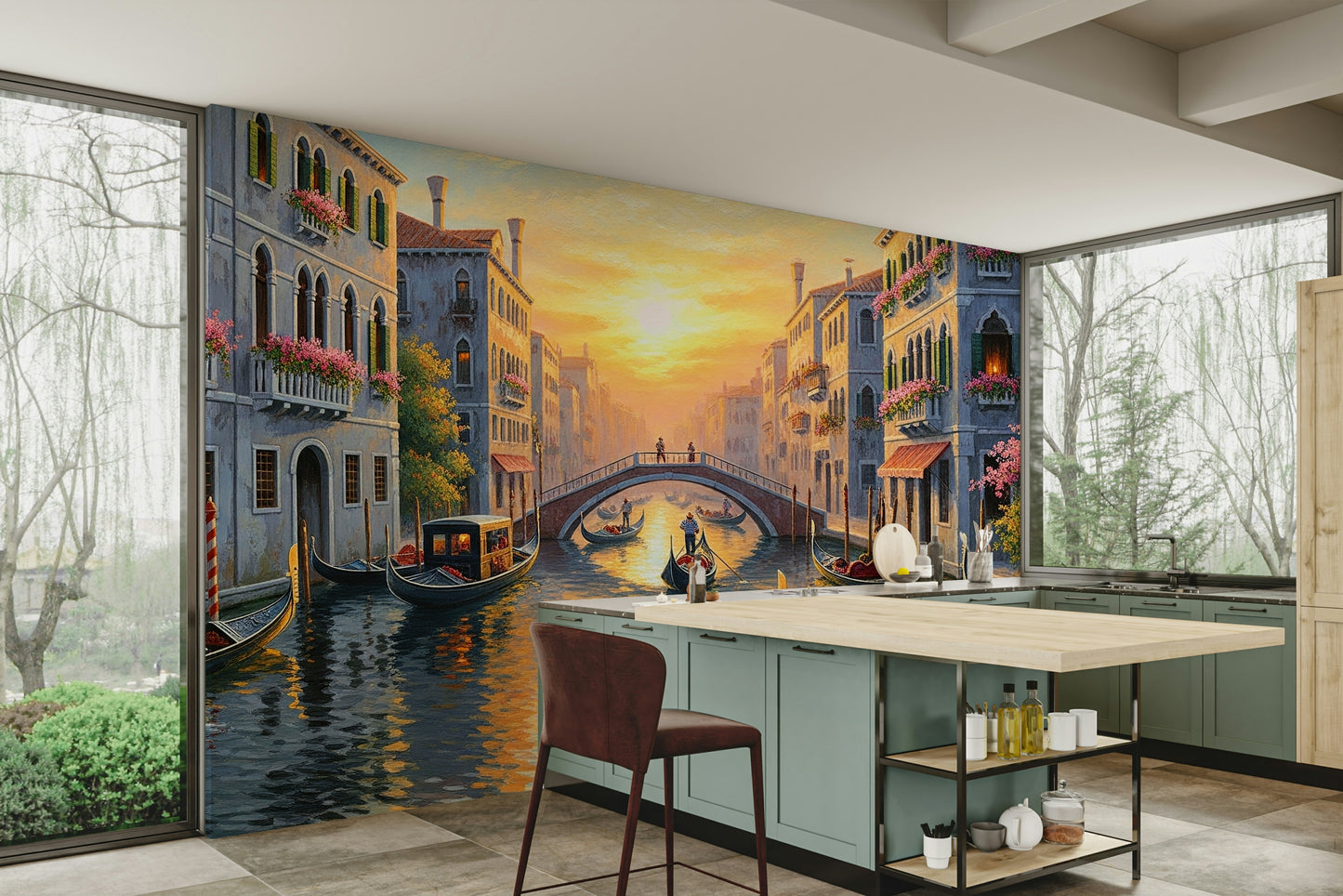 Wallpaper for walls with a Venetian cityscape


