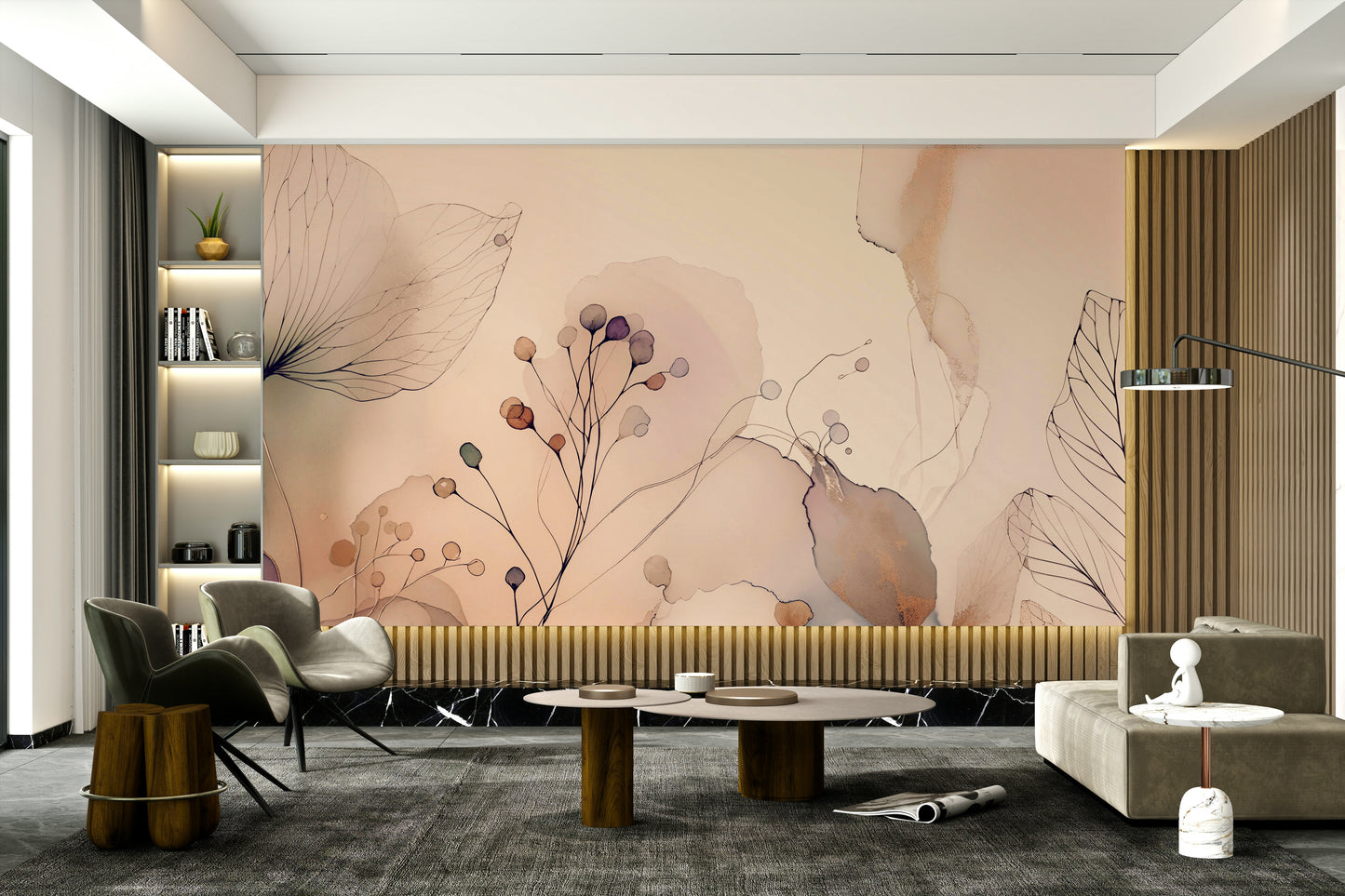 Wall mural showing a quiet floral scene

