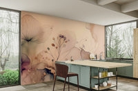 Wall mural with whimsical shapes and colors

