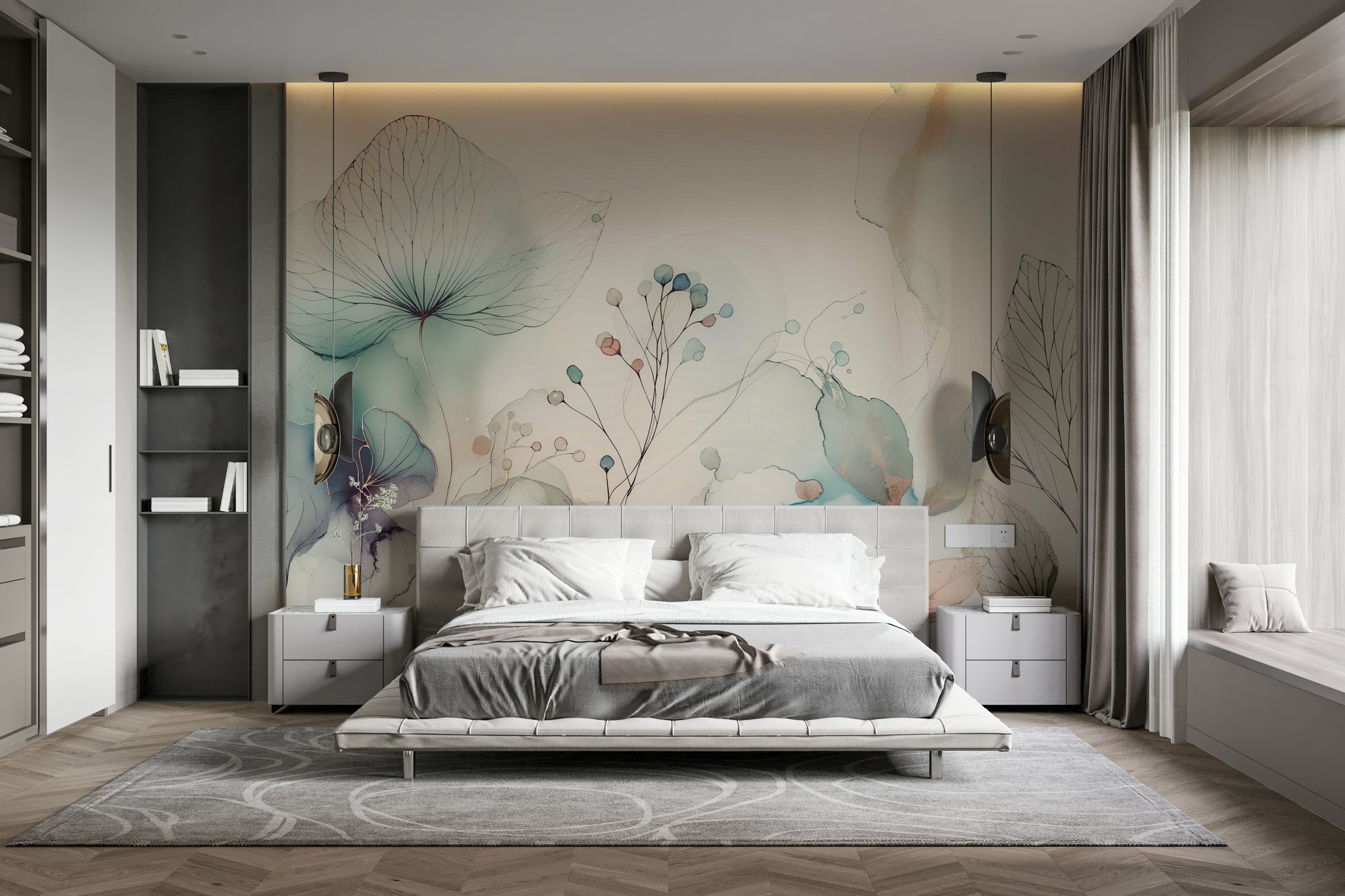 Wall decor showing a tranquil floral view


