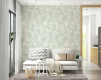 The Palm Leaf Shapes Wallpaper on a modern feature wall.
